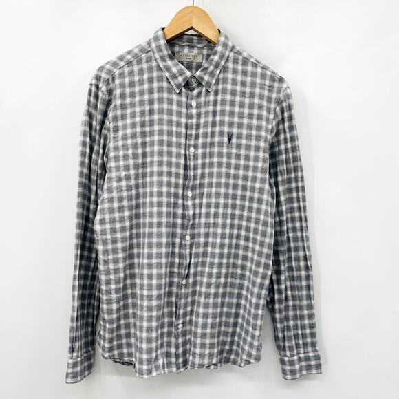 All Saints Gray Culto Gingham Button Down - Picture 3 of 8